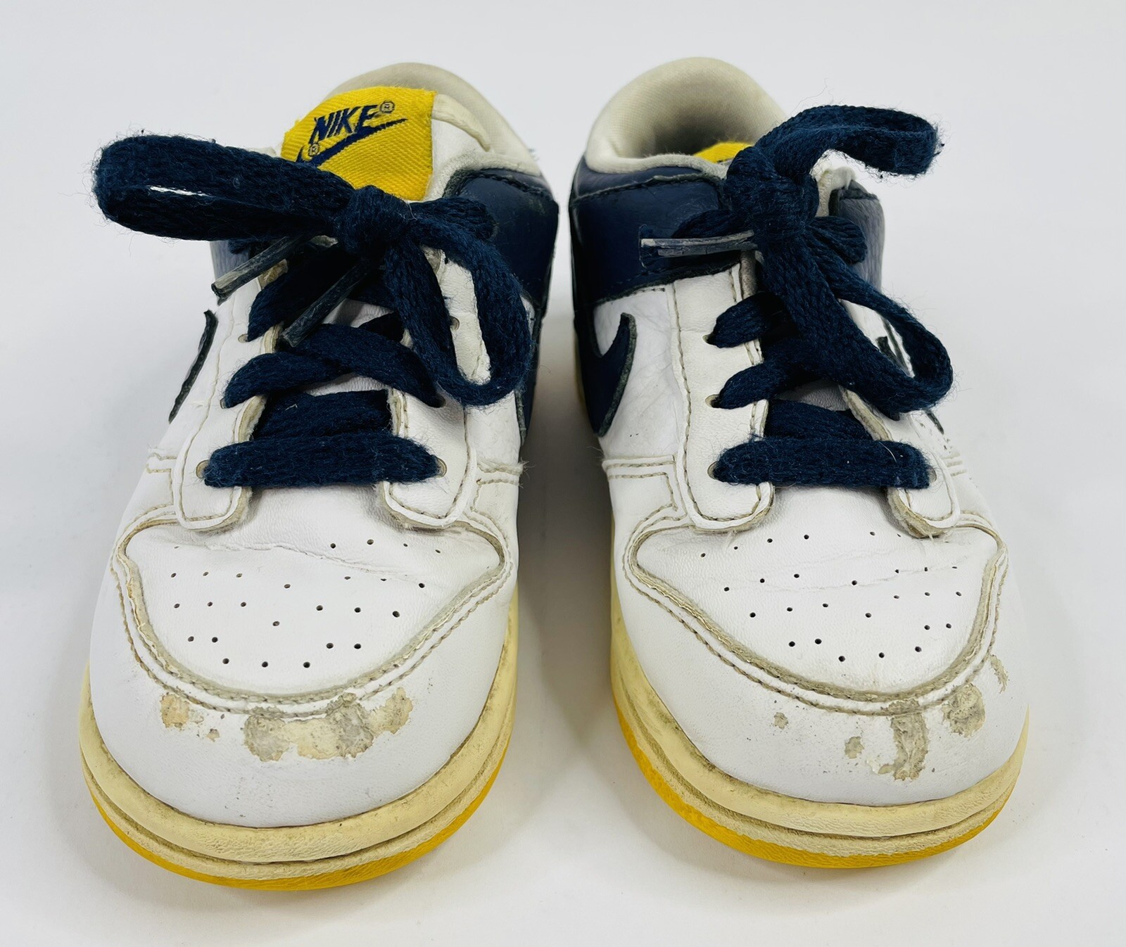 Vintage 2007 Nike Dunk Low Toddler 7C Navy White Yellow 316610-145 Rare Used