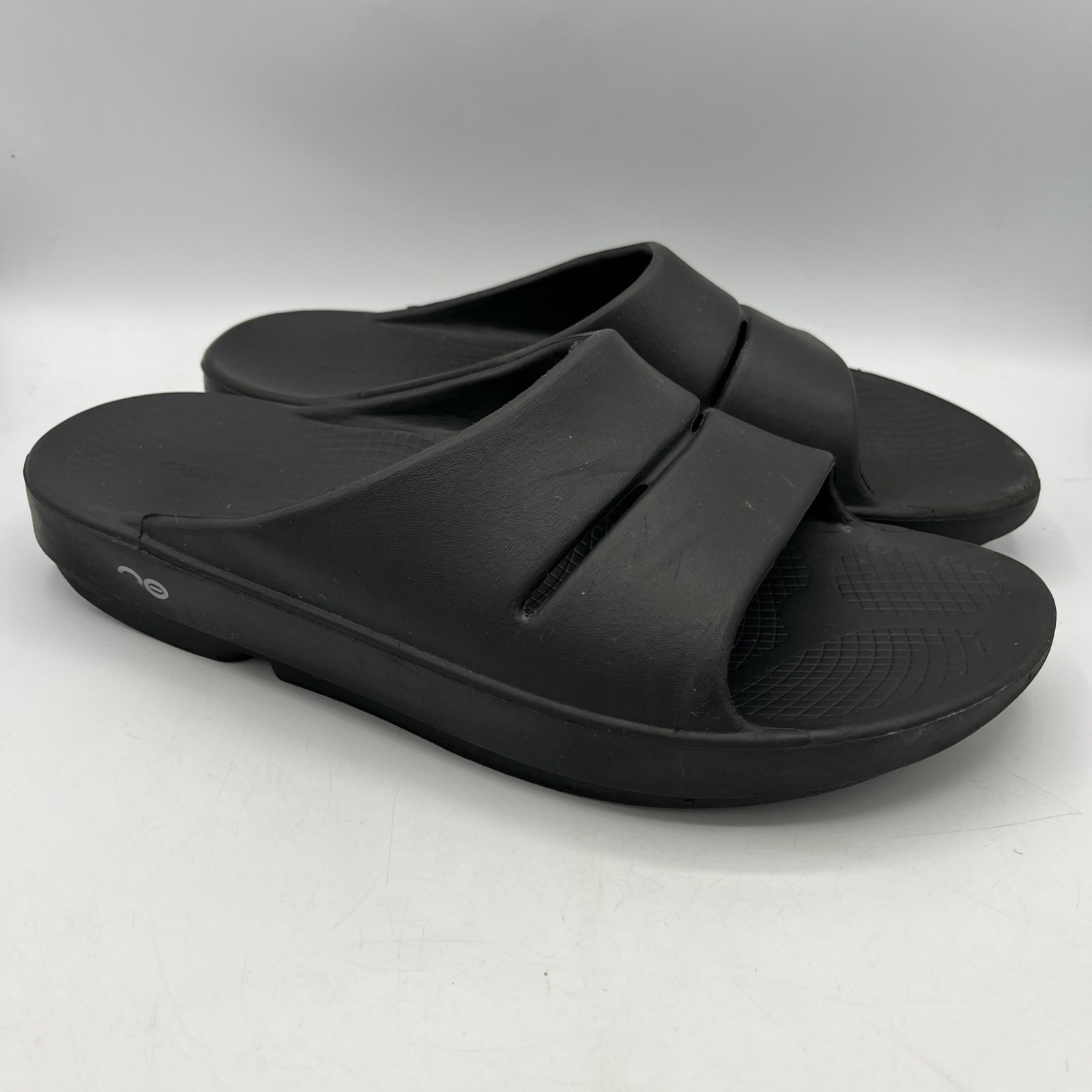 OOFOS Ooahh Black Comfort Slide Sandals Sport Recovery Men Size 10