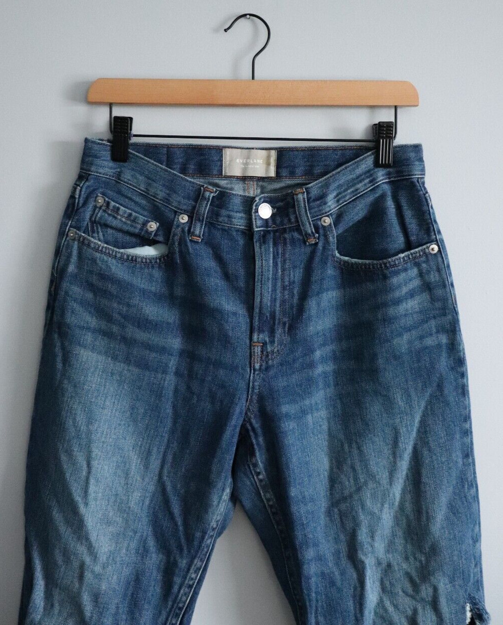 Everlane Women’s Sz 27R The Summer Distressed High Rise Medium Wash Denim Jeans