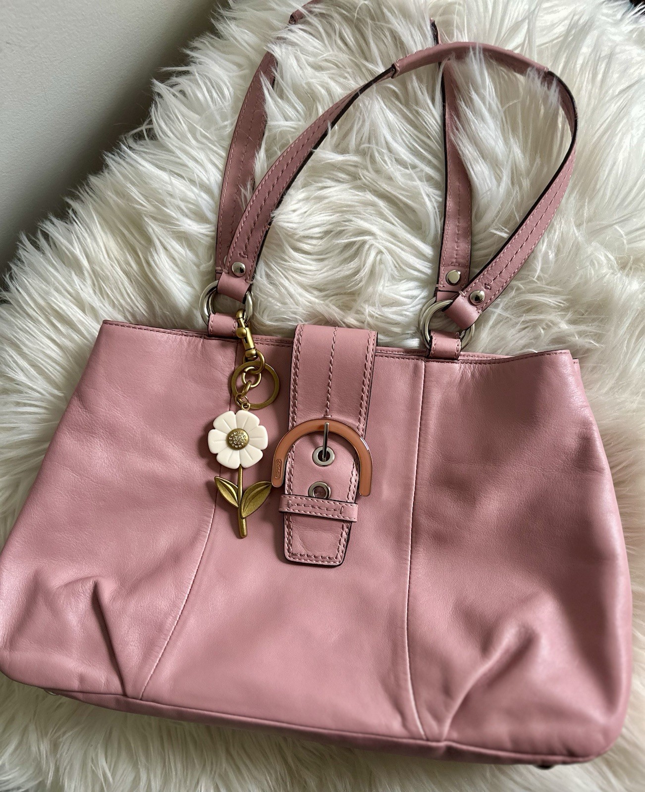 Coach Soho Pink Leather Buckle Tote F18731 Shoulder Bag
