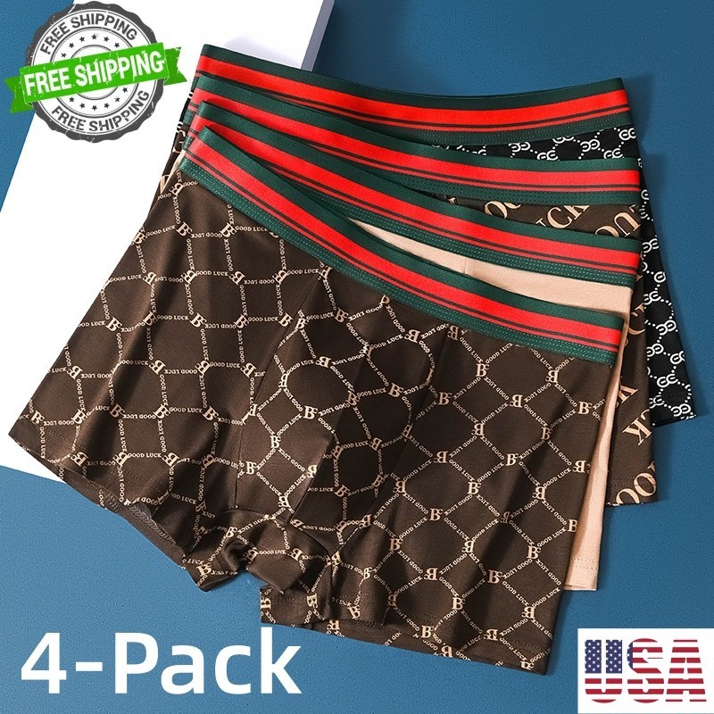 4 Pack Men’s Underwear Soft Boxer Briefs Breathable Comfortable Trunks