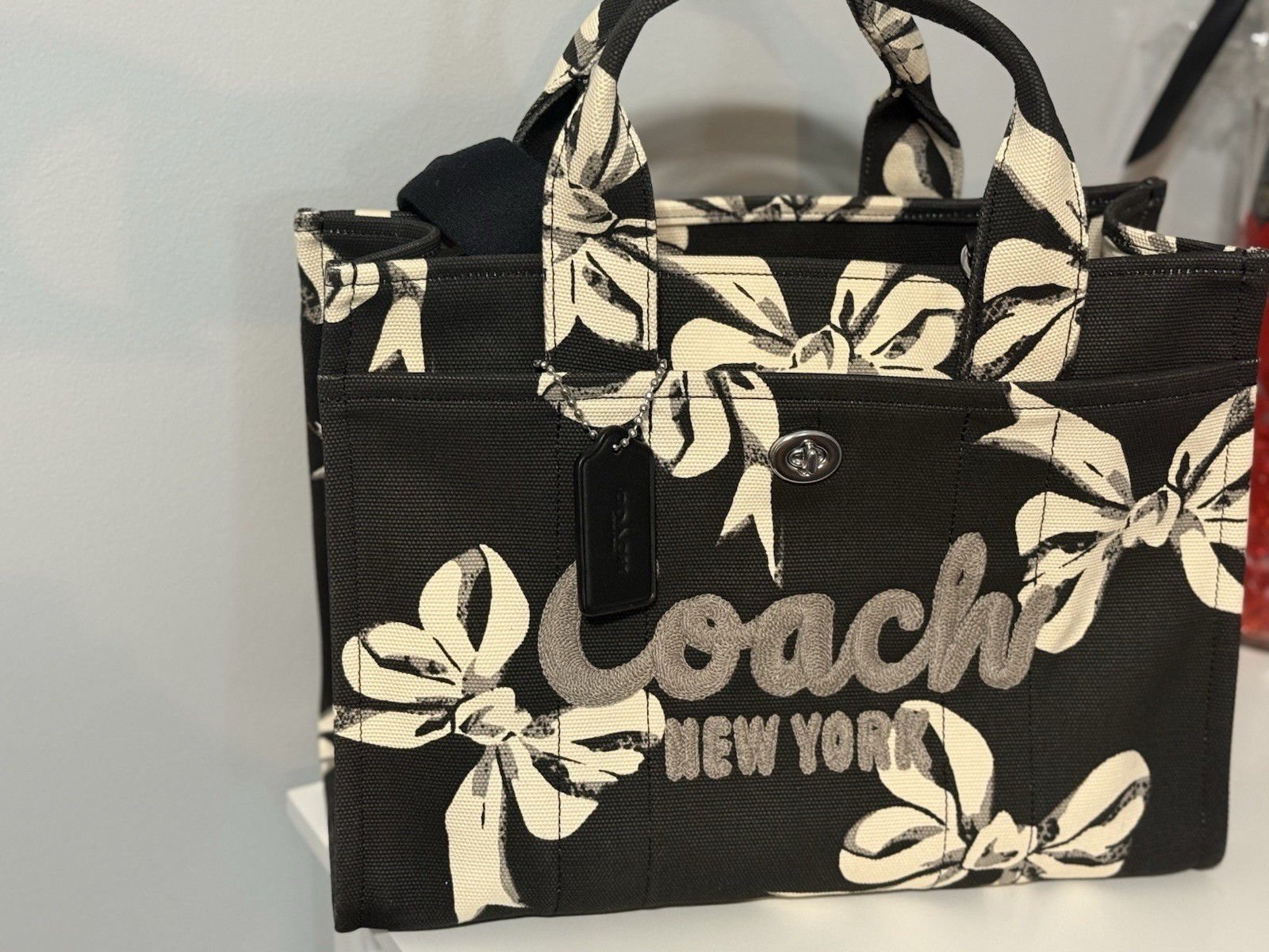 COACH Tote Bag With Bow Print Canvas