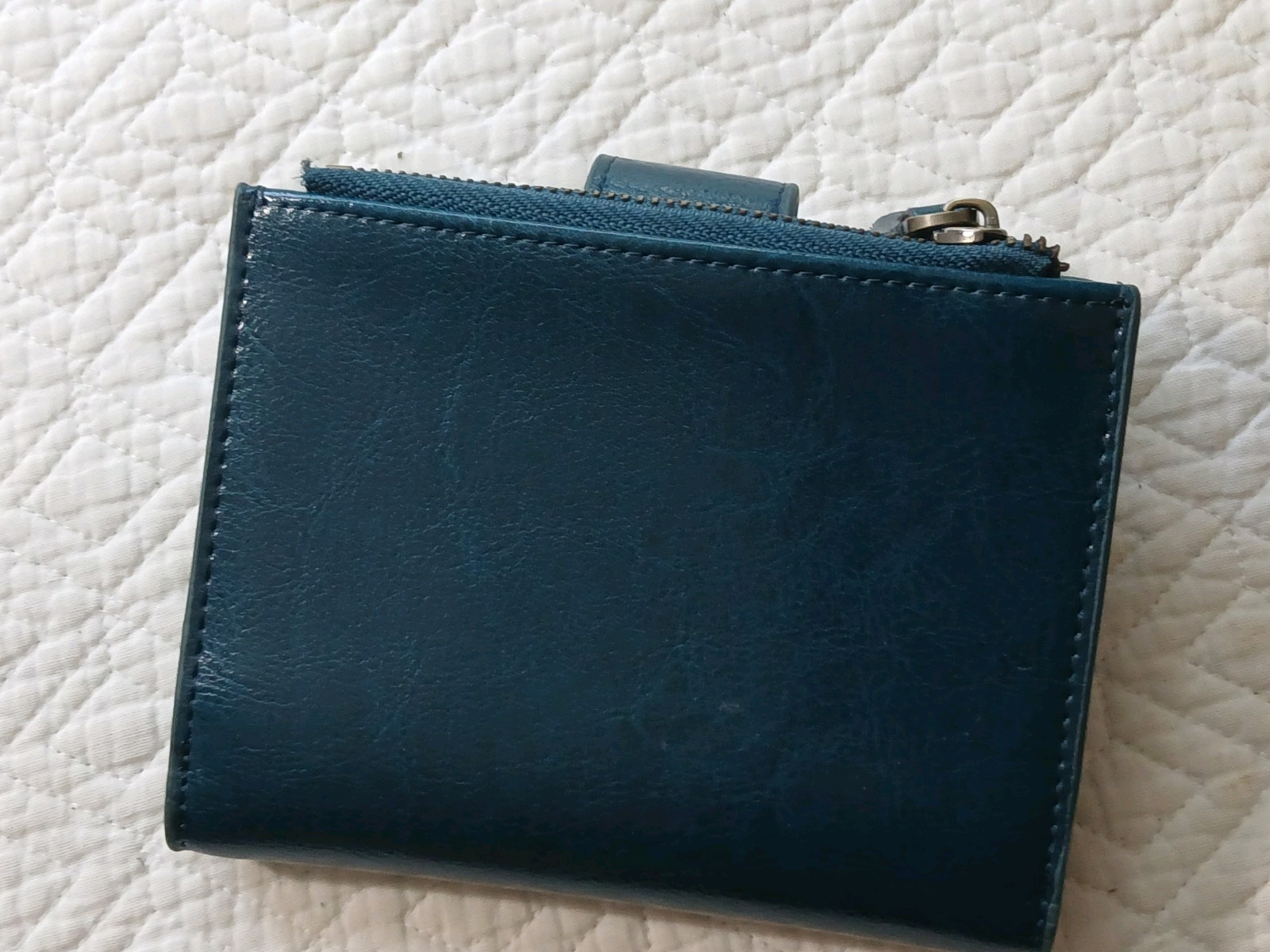 GOIACII Small Women Wallet Genuine Leather RFID Blocking A01 Wax Peacock Blue