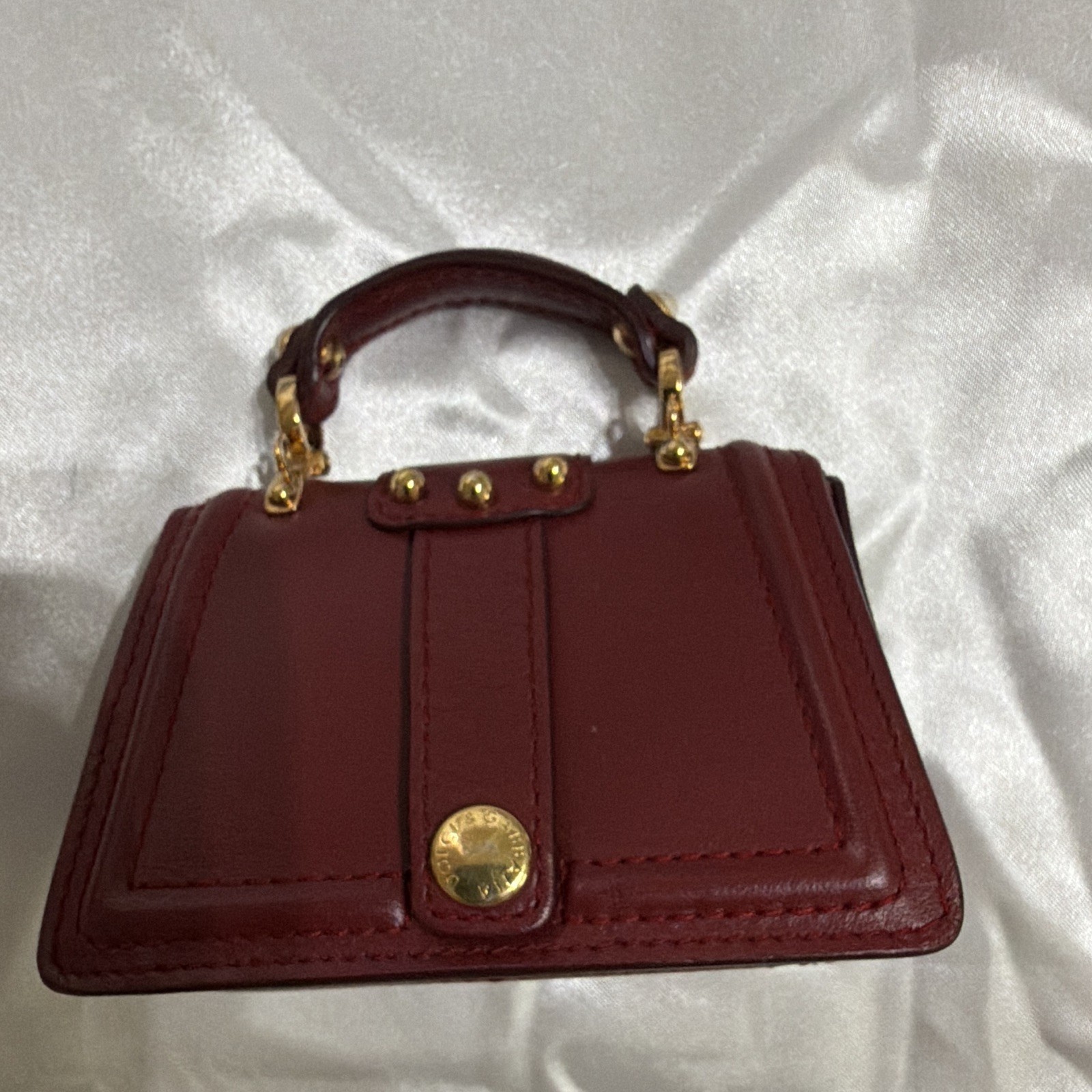 Dolce&Gabbana Burgundy Mini Top Handle Bag Gold Hardware DG Logo Magnetic