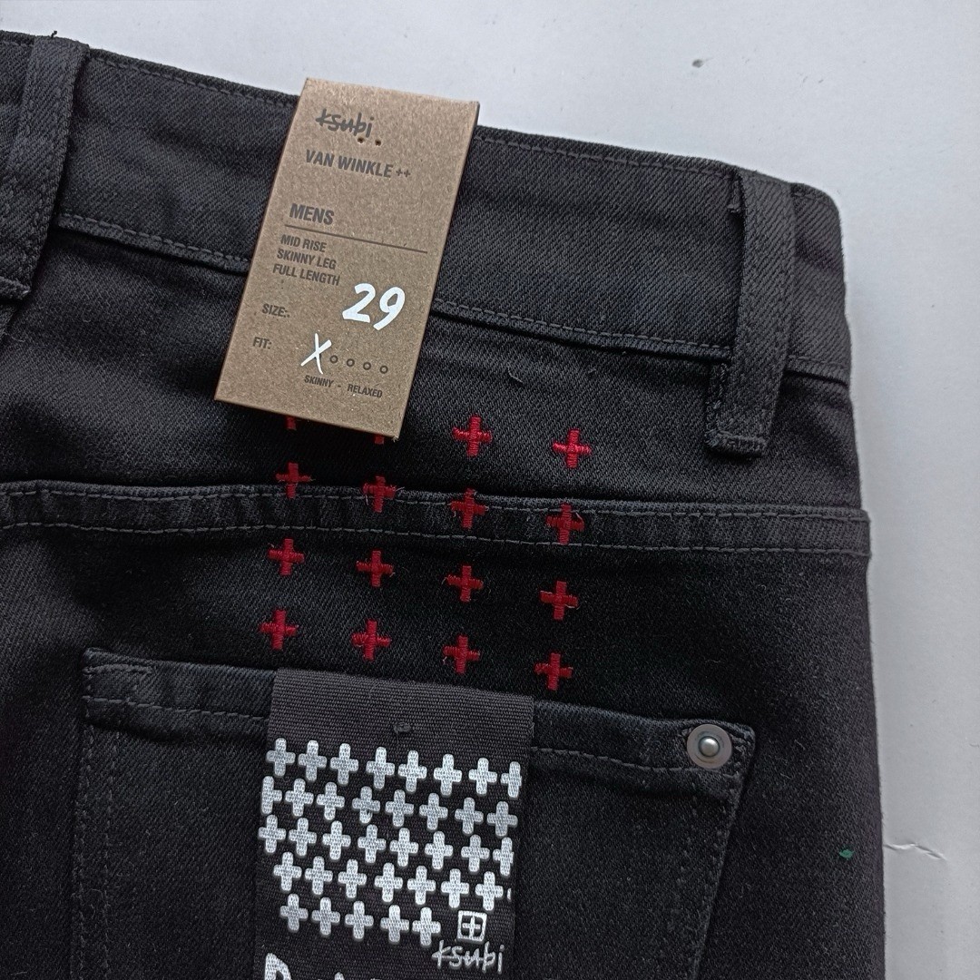 KSUBI Men’s Black Printing Pants High Street Fashion Jeans size 36 KJ30