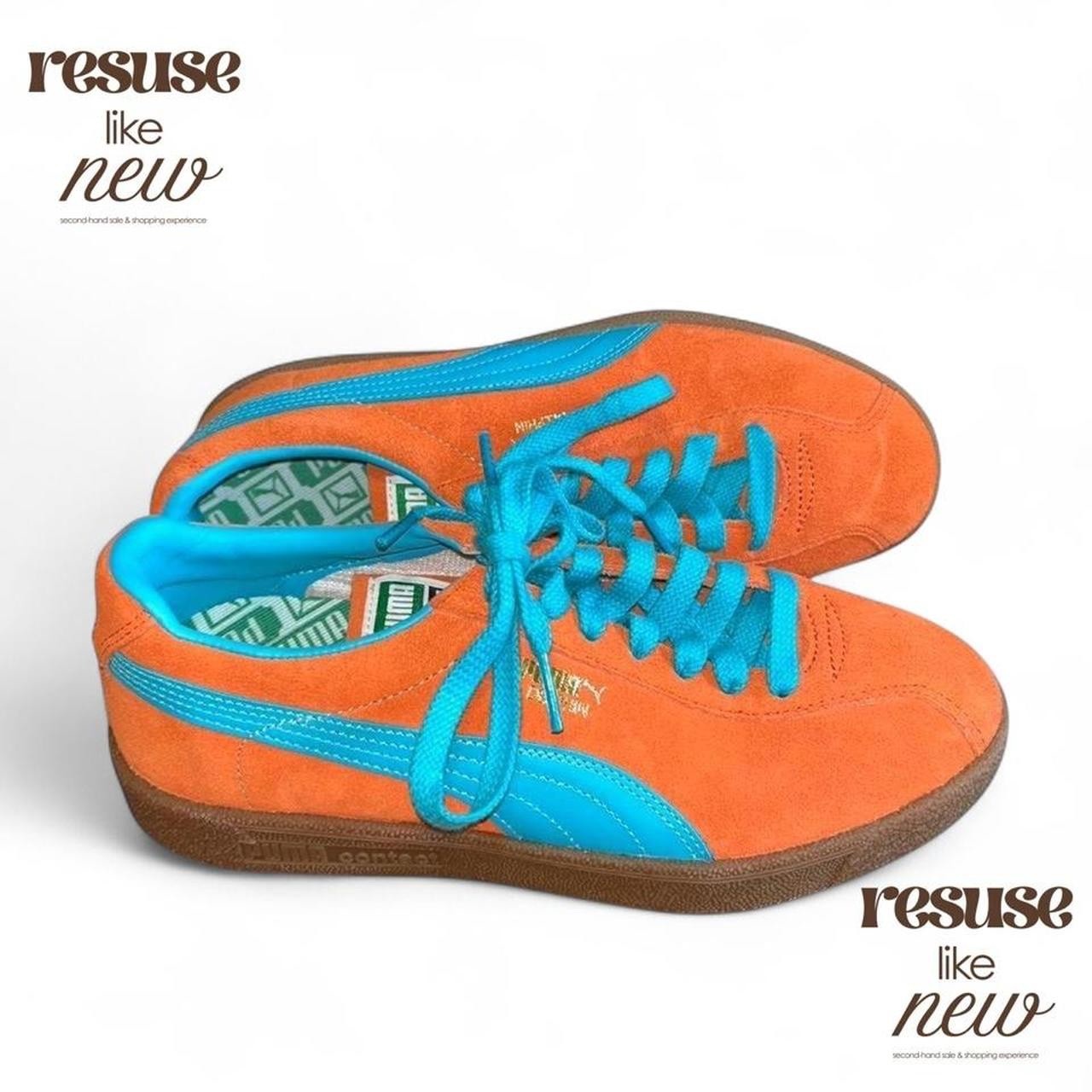 Puma Orange and Blue Suede Sneakers