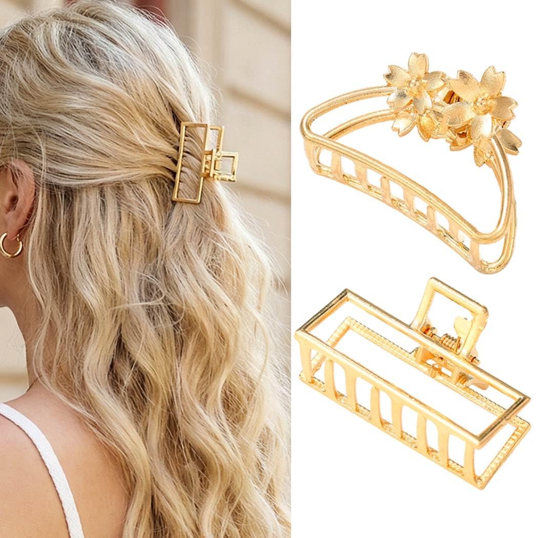 CAKURE Gold Hair Clips Metal Small Claw for Thin Accessories