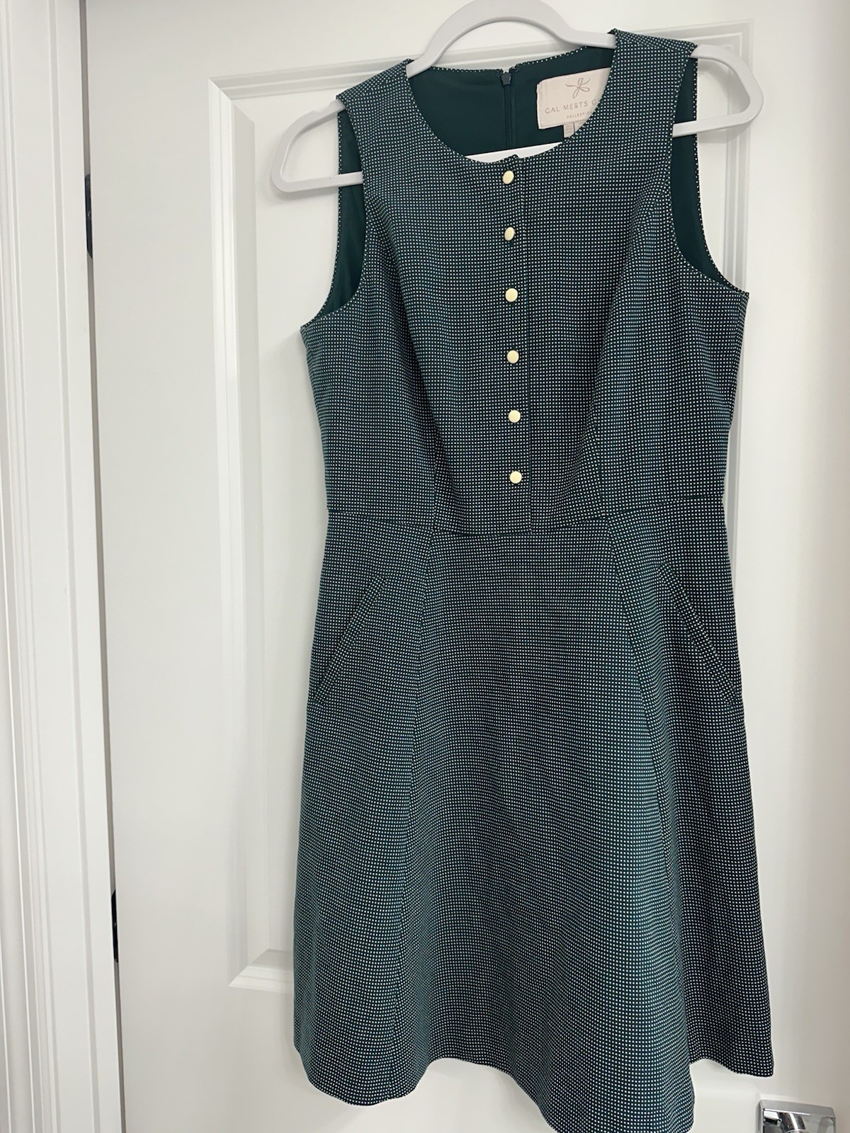 Gal Meets Glam Lorraine Dress Women 6 Navy Dot Fit & Flare Feminine Classic