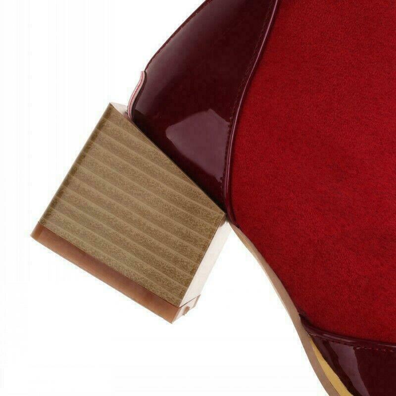 Splicing Leather Denim Women’s Ankle Boots Low Cuban Heel Shoes Casual Patchwork