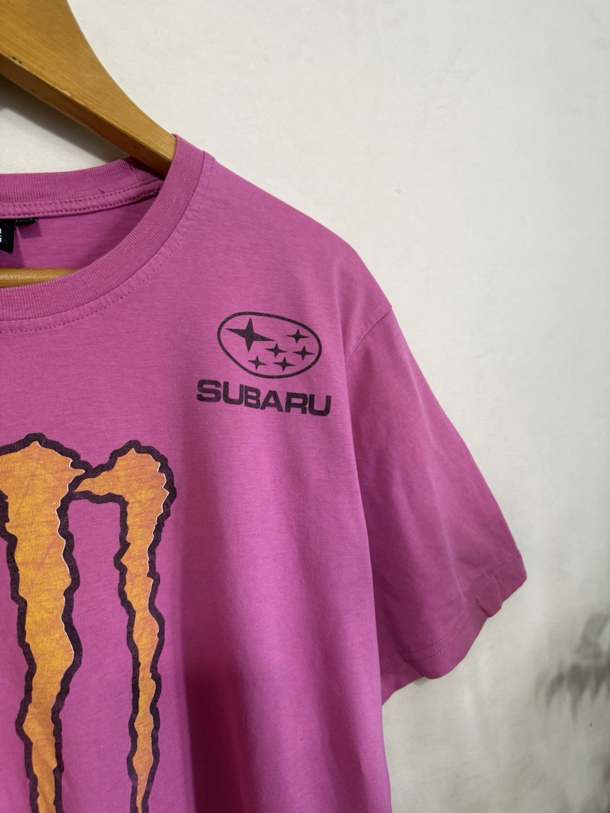 Vintage 90s Subaru DC Monster Energy Rally Team USA T-Shirt Men Size 2XL Pink