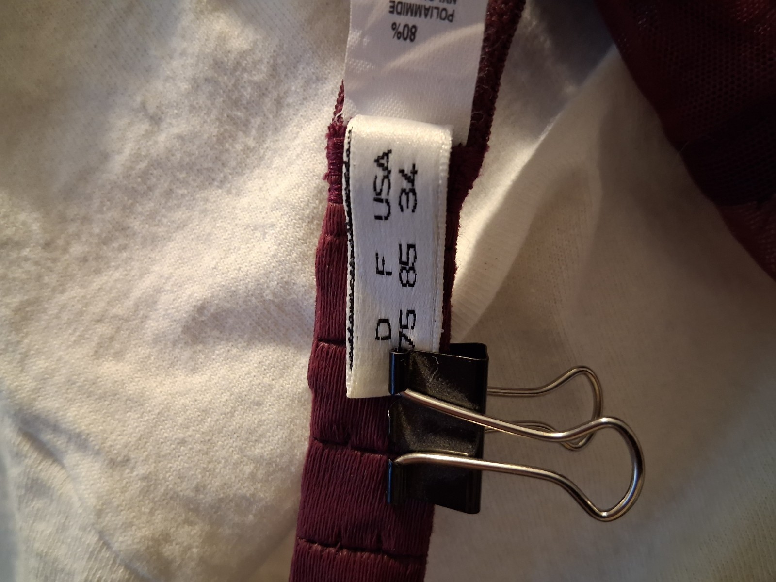 New, Lingerie 34B, Plum, 80% Nylon 20% Spandex, Valery Brand, Size 2