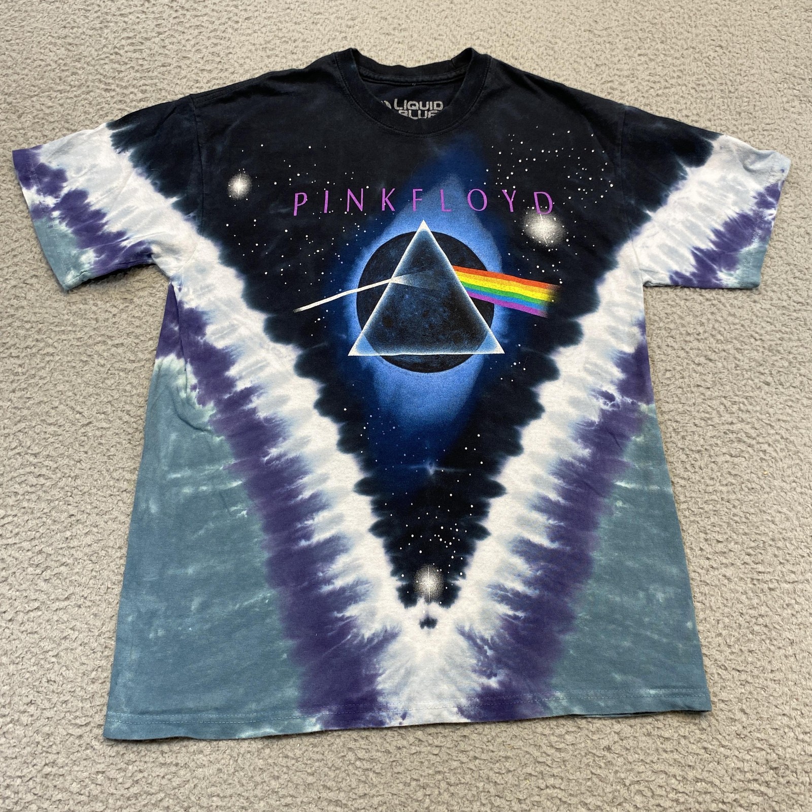 Pink Floyd Shirt Mens Medium Tie Dye Dark Side Of The Moon Liquid Blue Band Tee