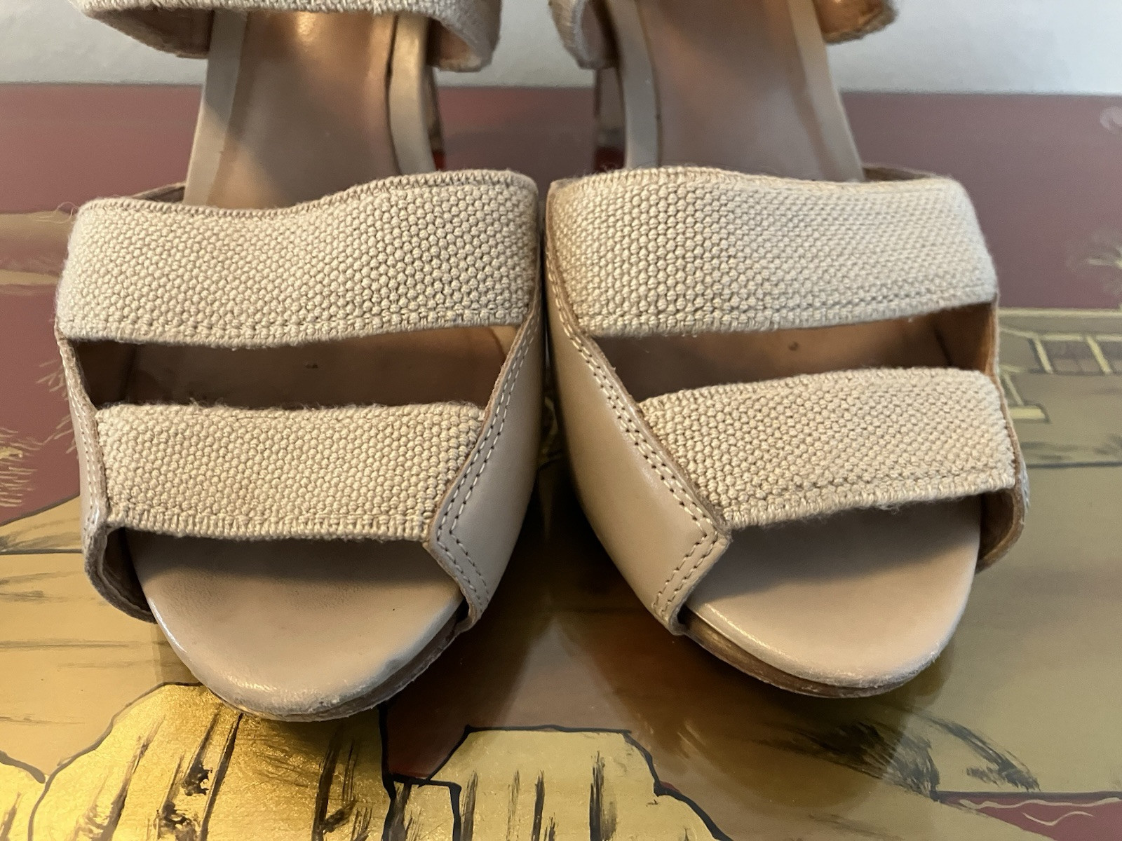 ANN TAYLOR shoes 7 stiletto Elastic Fabric & Leather