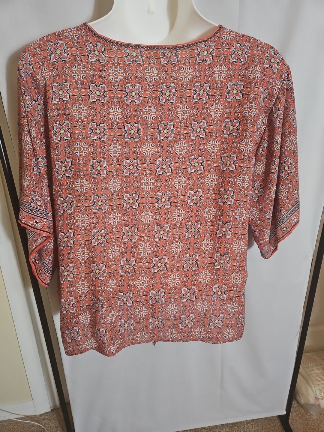 NEW MAX STUDIO Top Women 3X Plus Multicolor Floral S Sleeve Lightweight Blouse