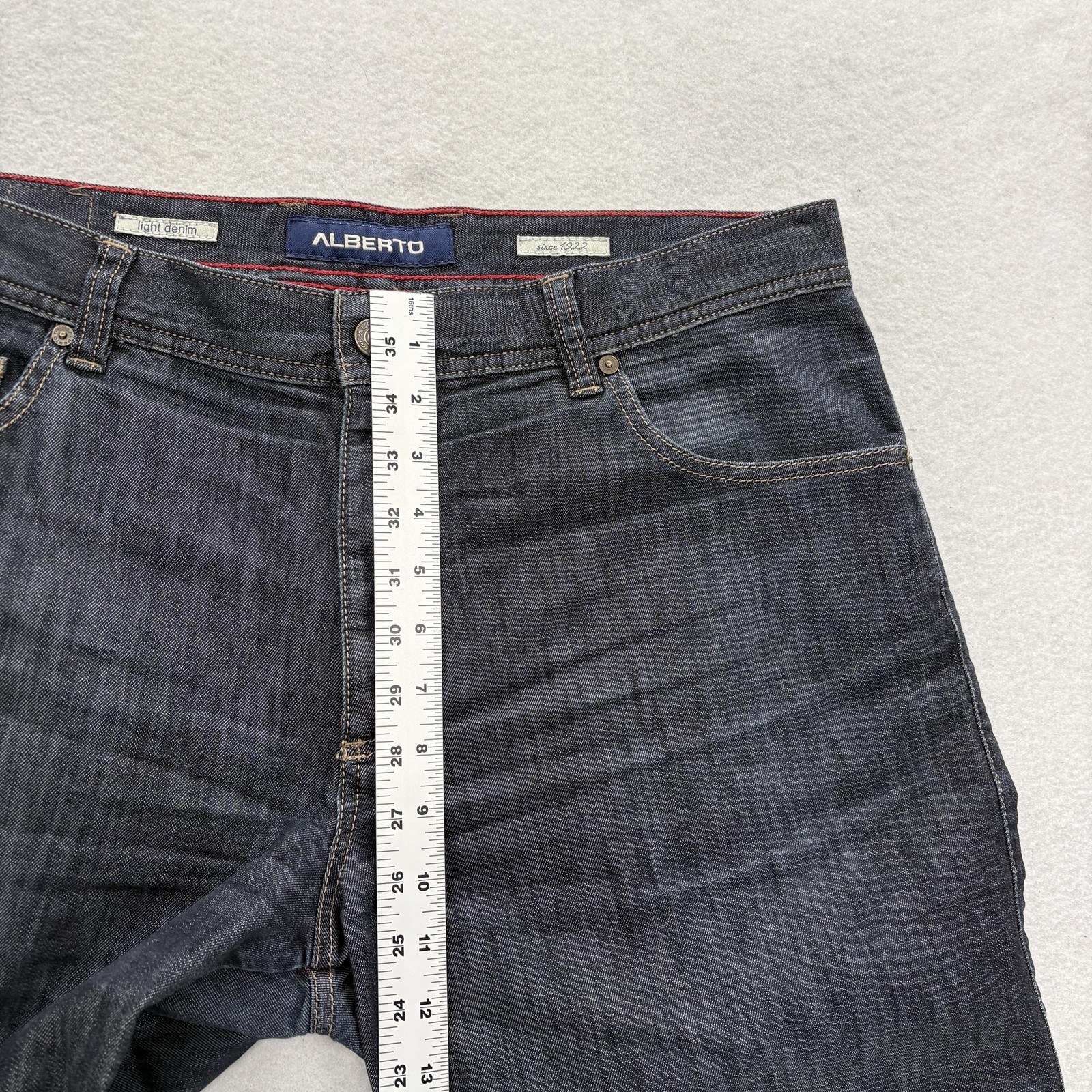 Alberto Stone Modern Fit Jeans Mens 36×32 Blue Dark Wash Regular Stretch Denim