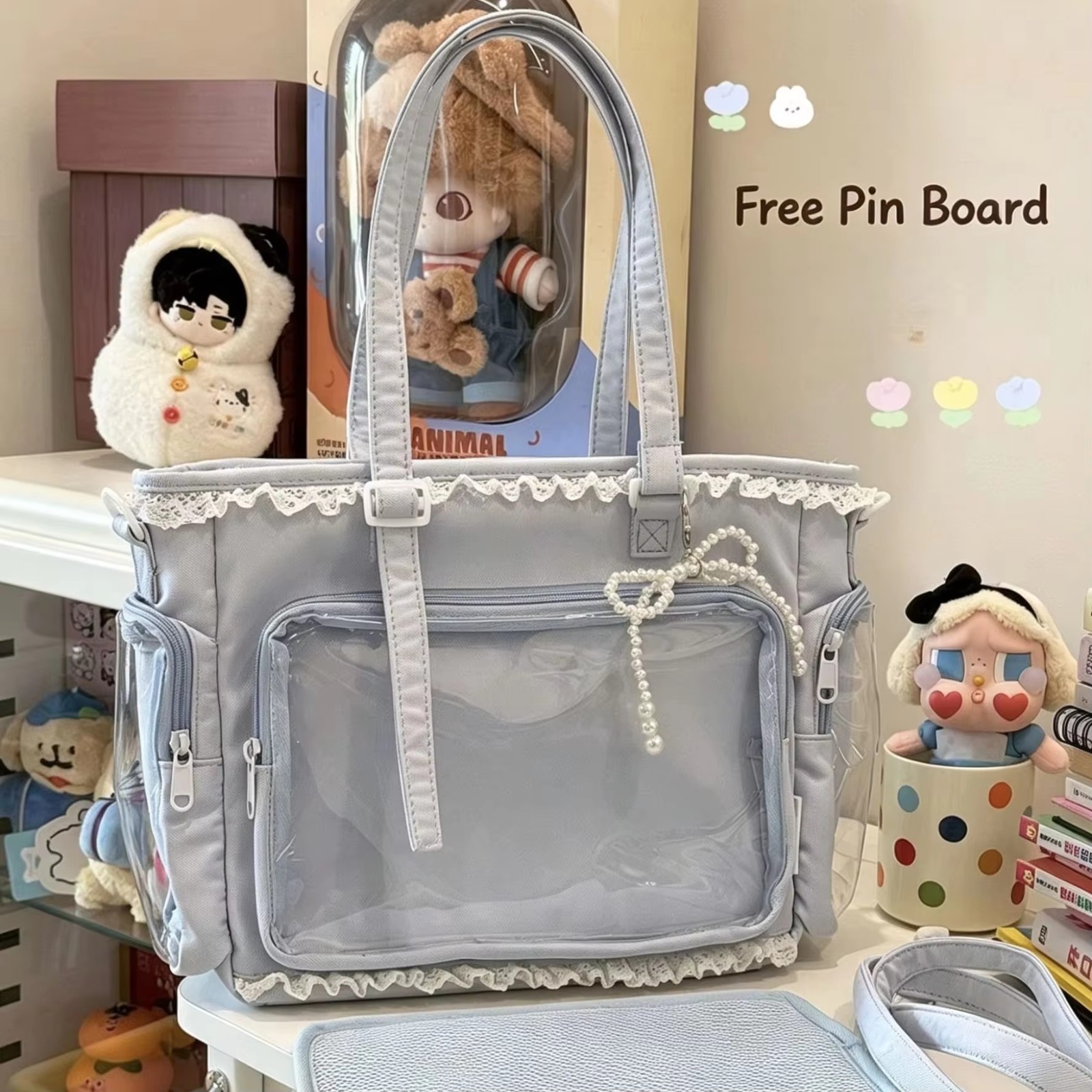 Large Anime Itabag Tote Bag 33cm/13in x 22cm/8.7in x 12cm/4.7in Nylon Lining