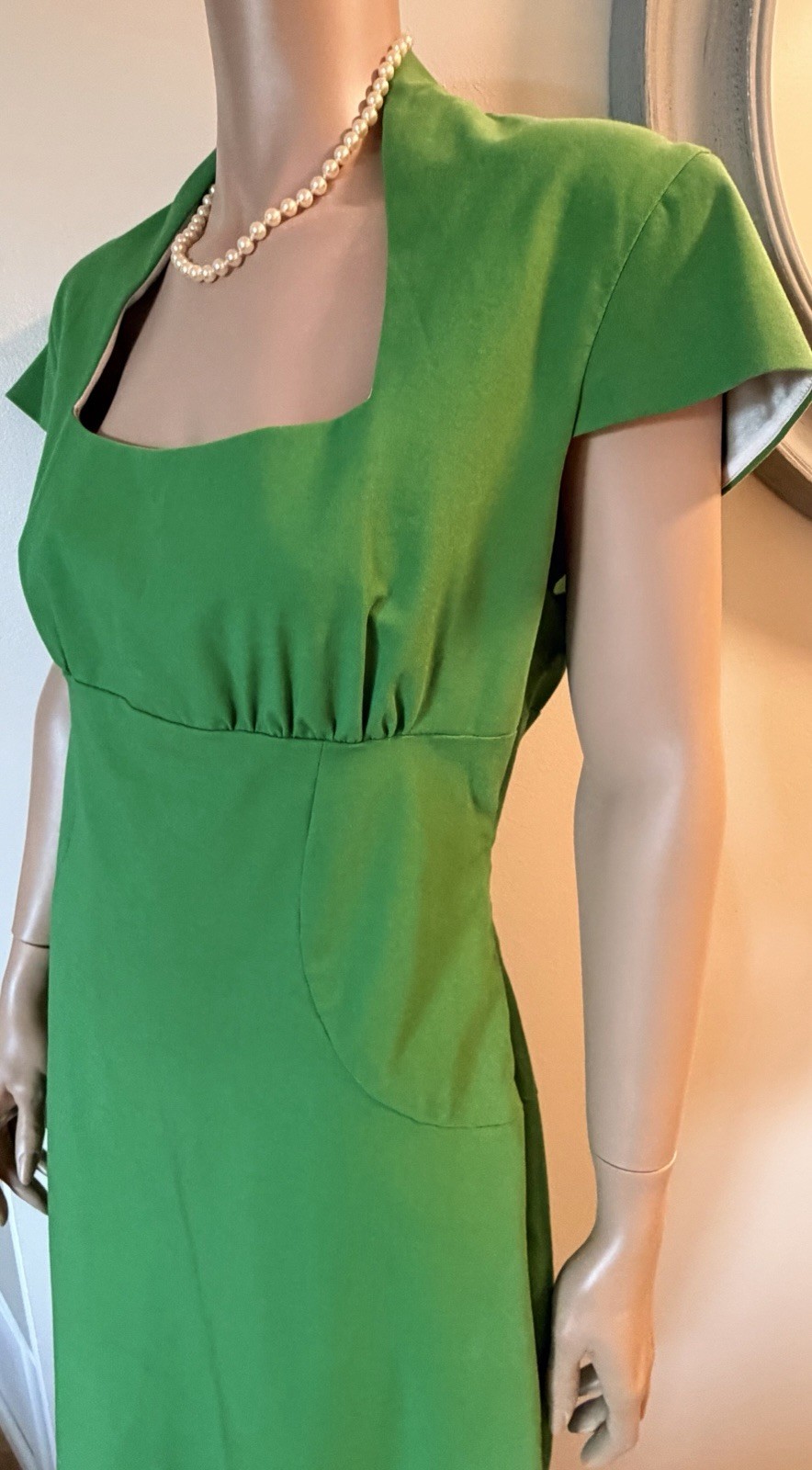 Anya Ponorovskaya Form Fitting 50s Rockabilly Pin-up Style Dress Size 14 Green