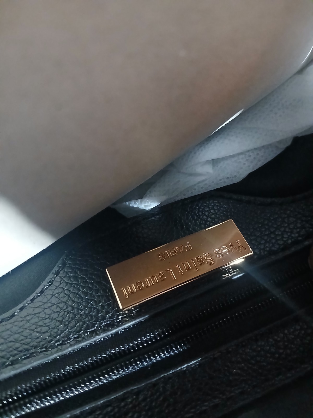 Saint Laurent YSL Black Quilted Shoulder Bag Gold Chain Strap Zip Pouch