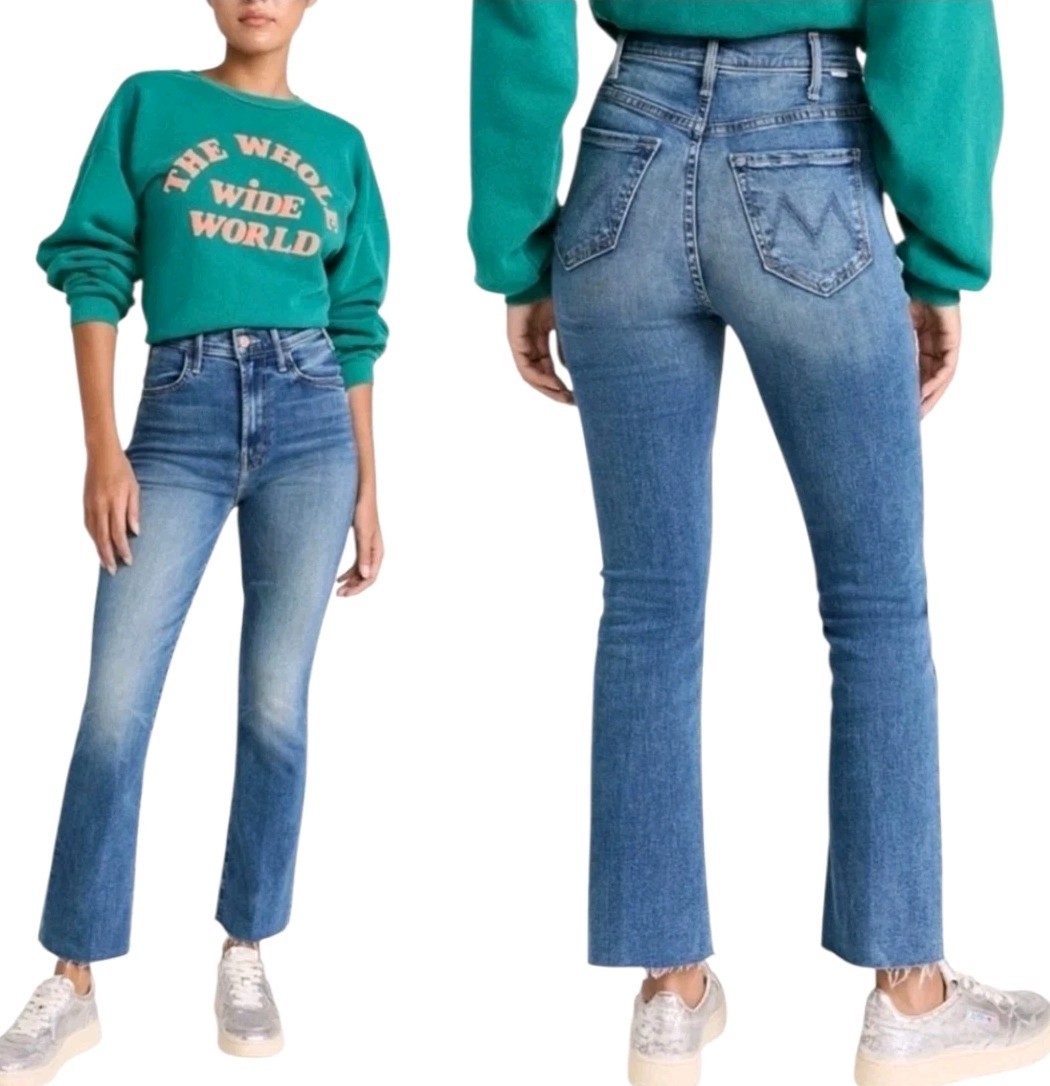 Mother Hustler Patch Pocket Ankle Fray Jeans in Healing Jar High Rise – 27