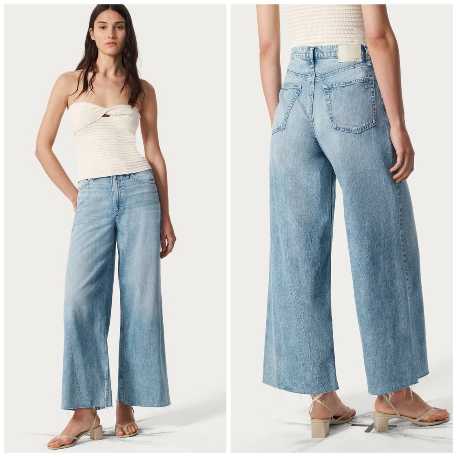 NWT Rag & Bone $278 The Featherweight Sofie High Rise Wide Leg In Mira Size:26