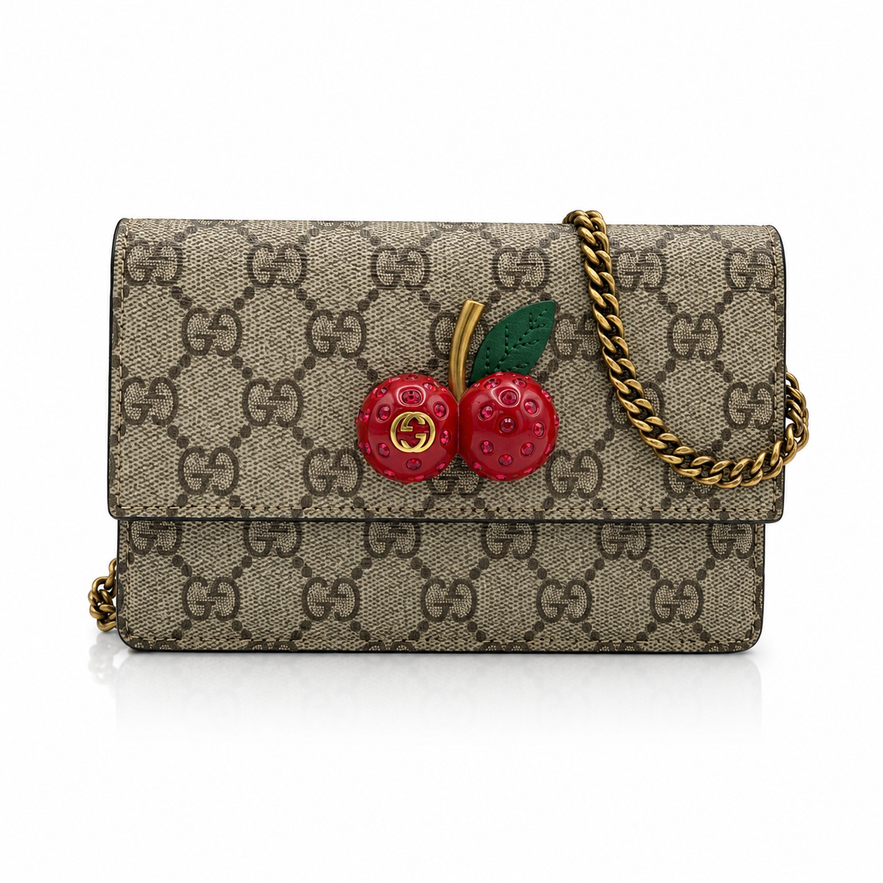Gucci GG Supreme Monogram Mini Cherry Chain Bag