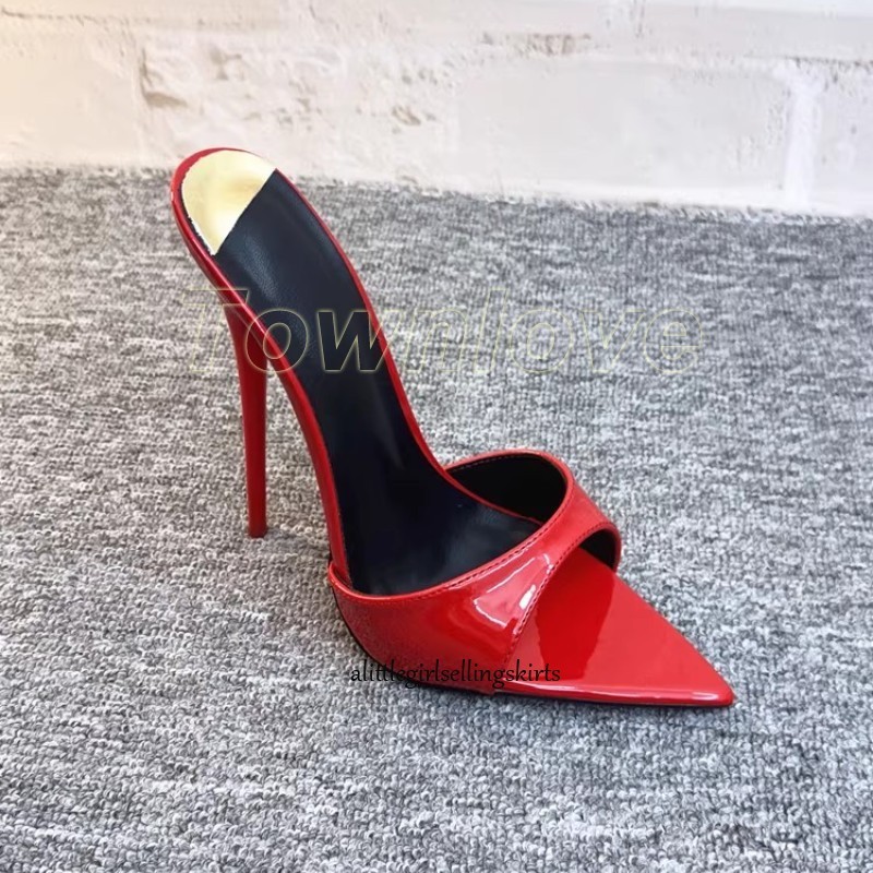 Ladies High Stiletto Heel Slippers Slip on Pointy Toe Mules Sandals Party Shoes