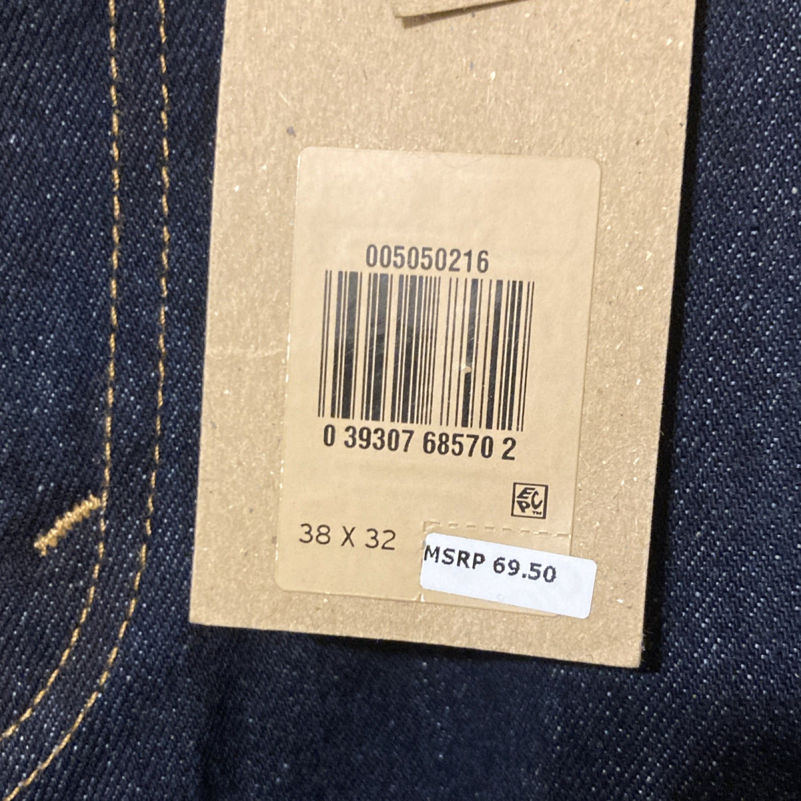 NWT Levi’s 505 Regular Fit Straight Leg Dark Wash Blue Denim Jeans, Cotton 38×32