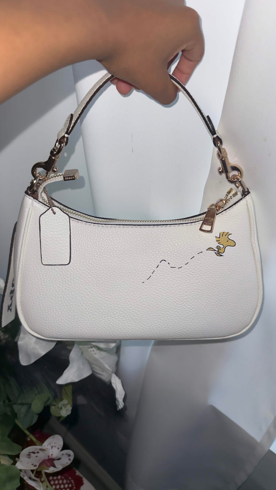 COACH x PEANUTS Snoopy Teri Shoulder Bag Chalk Multi CBJ76 Leather NEW NWT