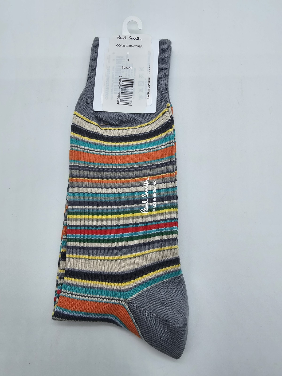 Paul Smith Signature Stripe Grey Socks Made in England Great gift AMSTRP-76 314