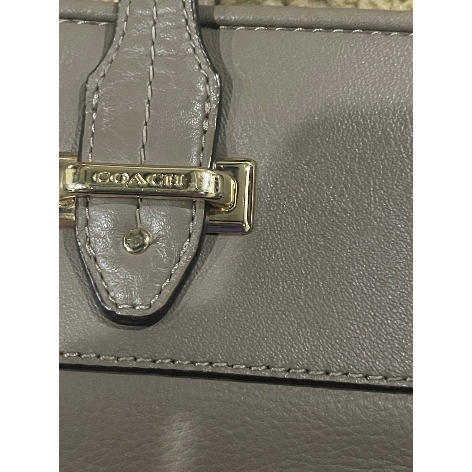 Coach Gallery Tote Taupe Leather Shoulder Bag Gold Hardware F79608ll large tote