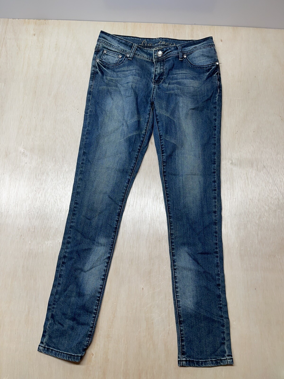 lia april Womens Skinny Leg Blue Denim Jeans Tag 11 Approx 31×30