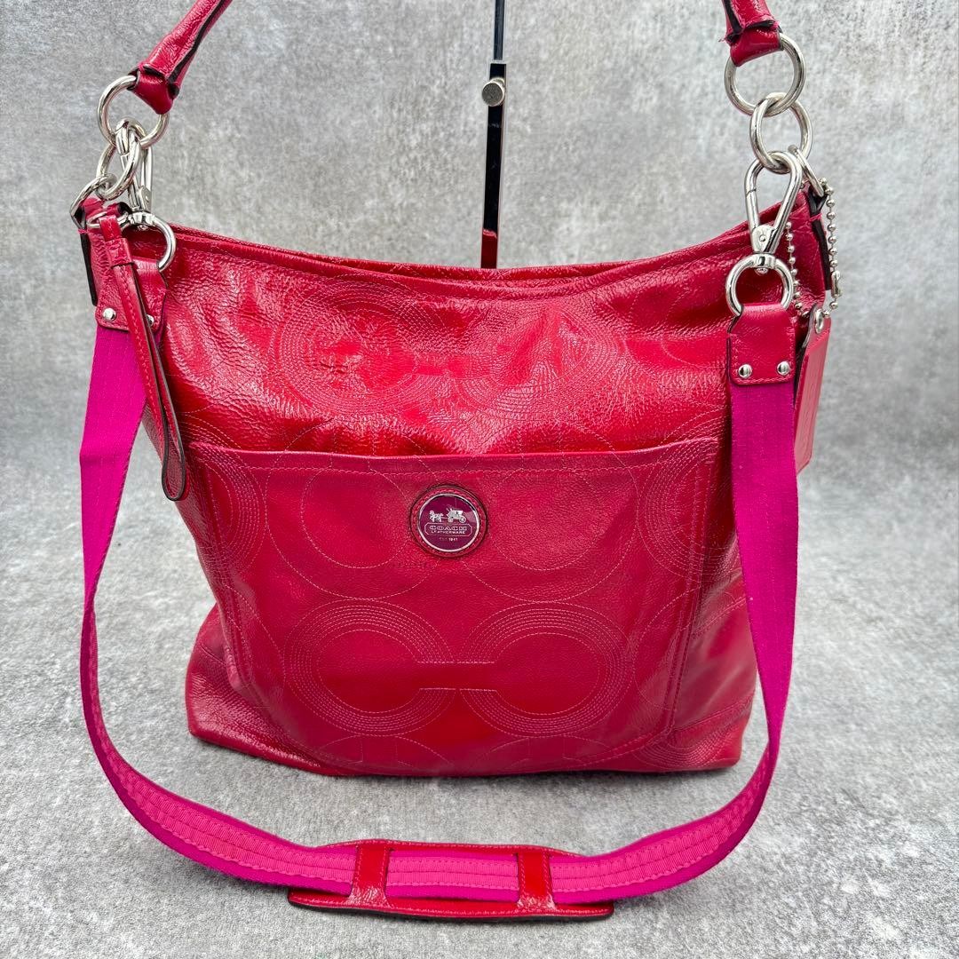 COACH Op Art 2Way One Shoulder Bag Fuchsia