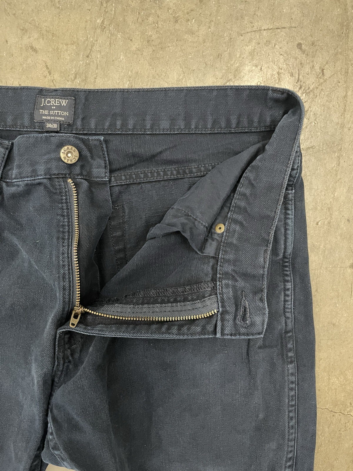 J Crew The Sutton Pants Men 34×30 Blue Herringbone Smart Casual Office City