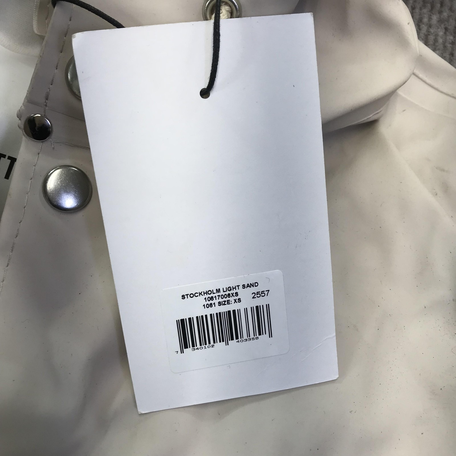 Stutterheim Stockholm Raincoat Jacket Womens XS Light Sand Hooded Waterproof