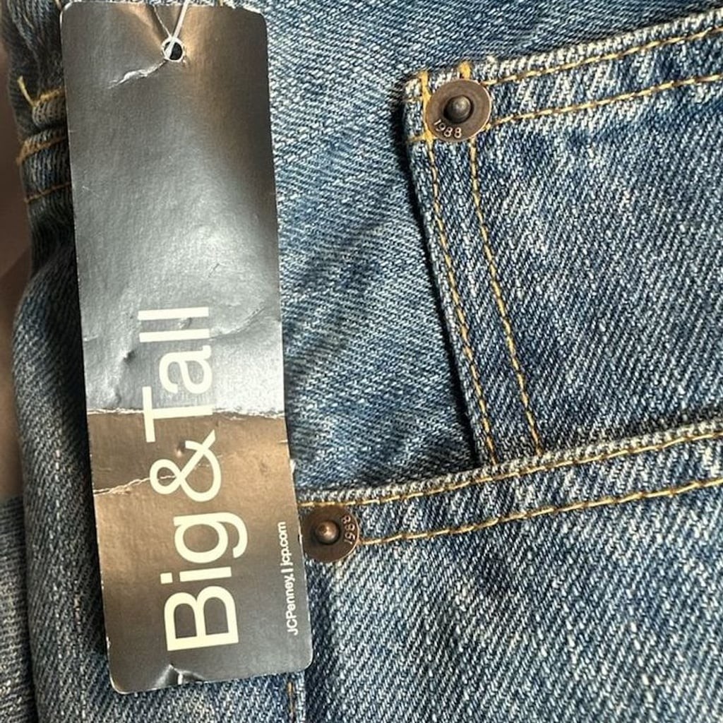 NWT Arizona Jean Co Big & Tall Relaxed Fit Sits at Waist Tapered Leg Jeans 54×30