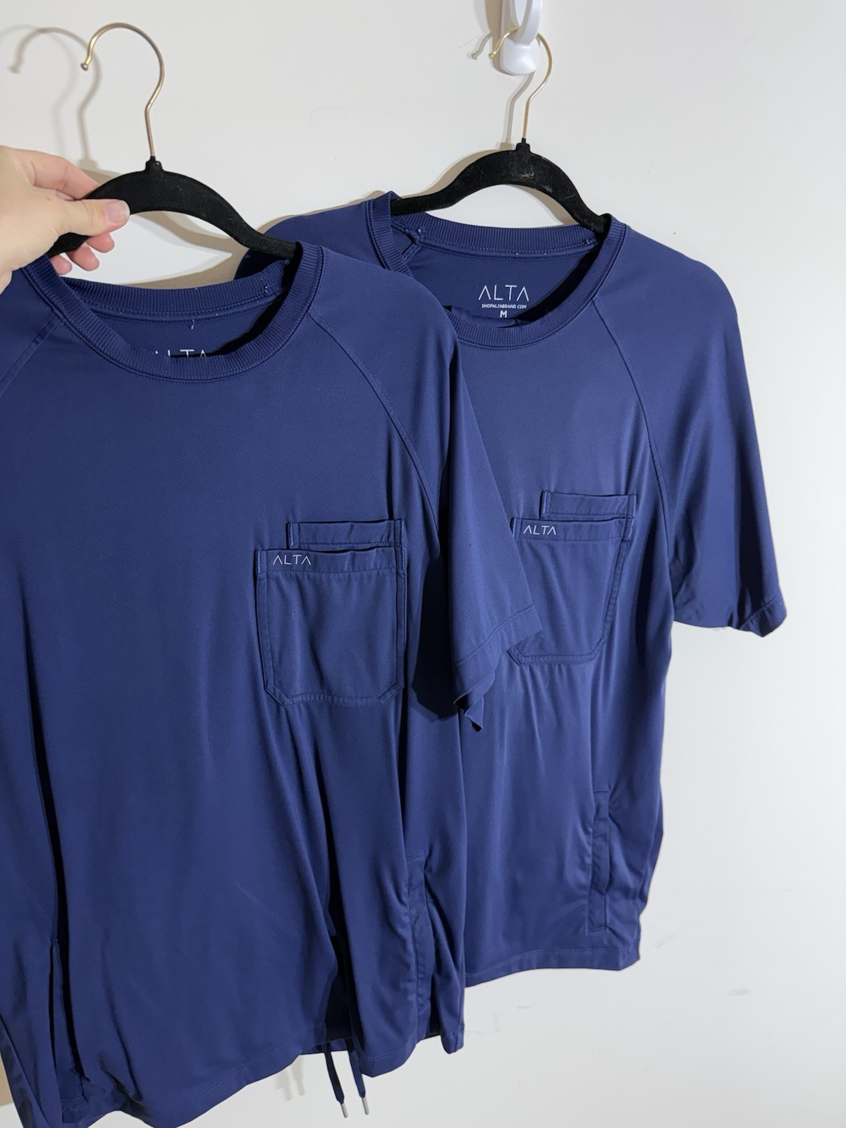 TWO 2 pairs ALTA Navy Blue Scrubs Med 77% Nylon 23% Spandex Medical Uniform