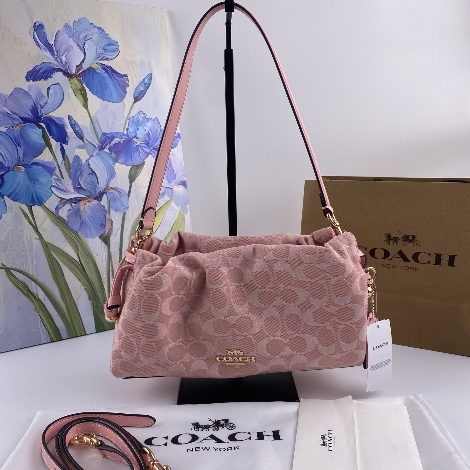 Coach CER68 Faye Shoulder Bag Light Pink Signature Denim Outlet 2WAY Japan