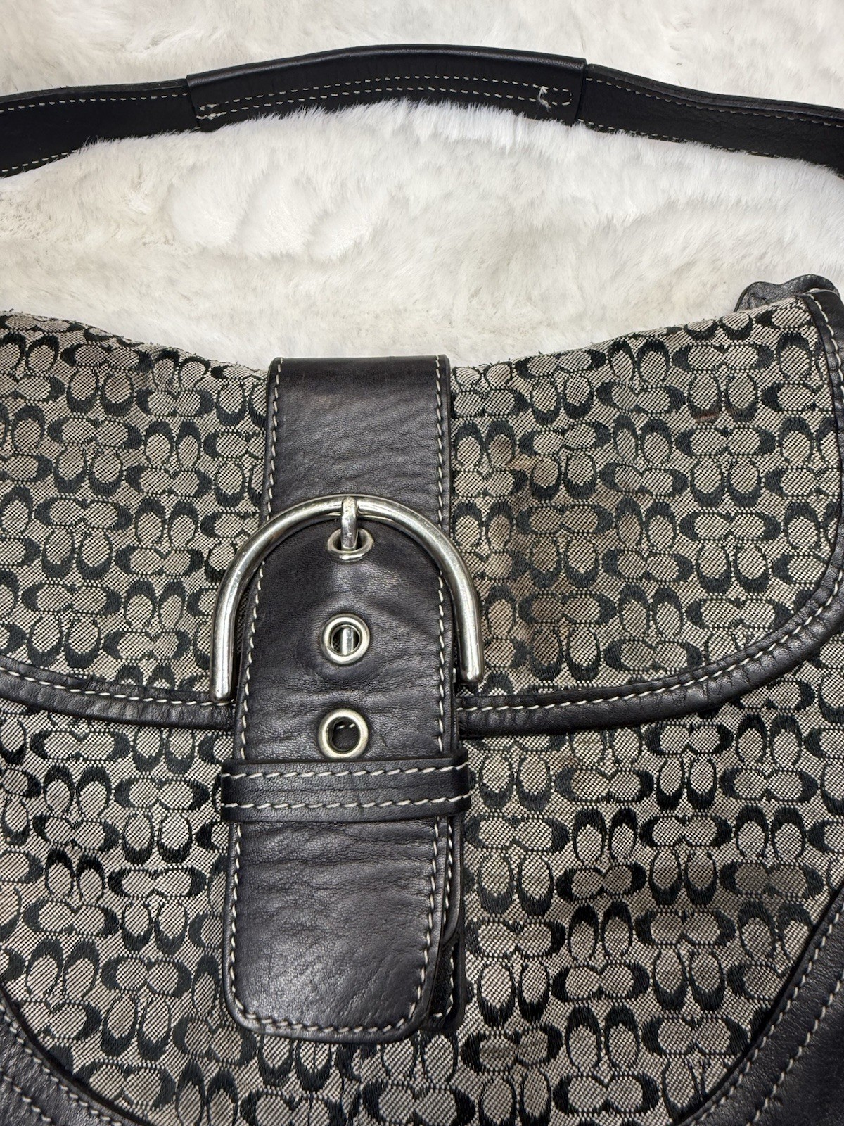 Coach Soho Buckle Signature C Canvas and Leather Shoulder Bag
