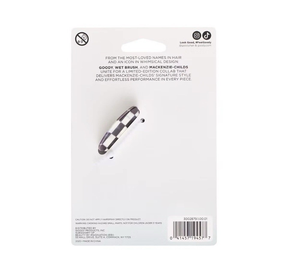 MacKenzie Childs x Goody Target 🖤 Black Check LG Hair Claw Clip NEW In Stock