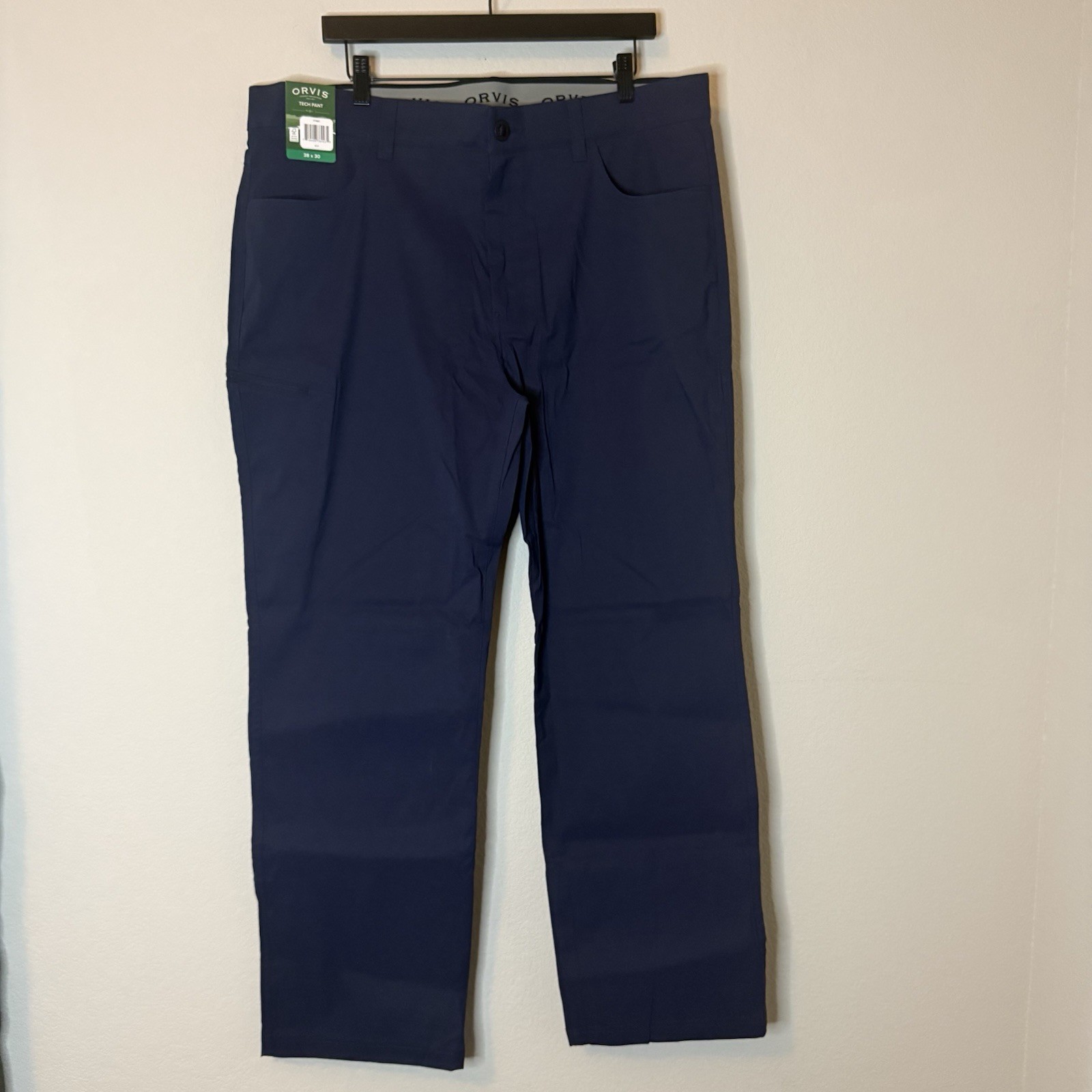 Orvis Tech Pants Men’s 38×30 NWT Blue Stretch Water Repellent Hiking Travel