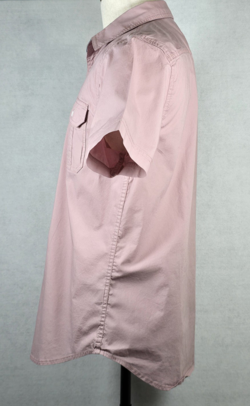 Pd&c Mens Shirt Stretch Slim Fit Button Up Short Sleeve Pink Hipster Retro Large
