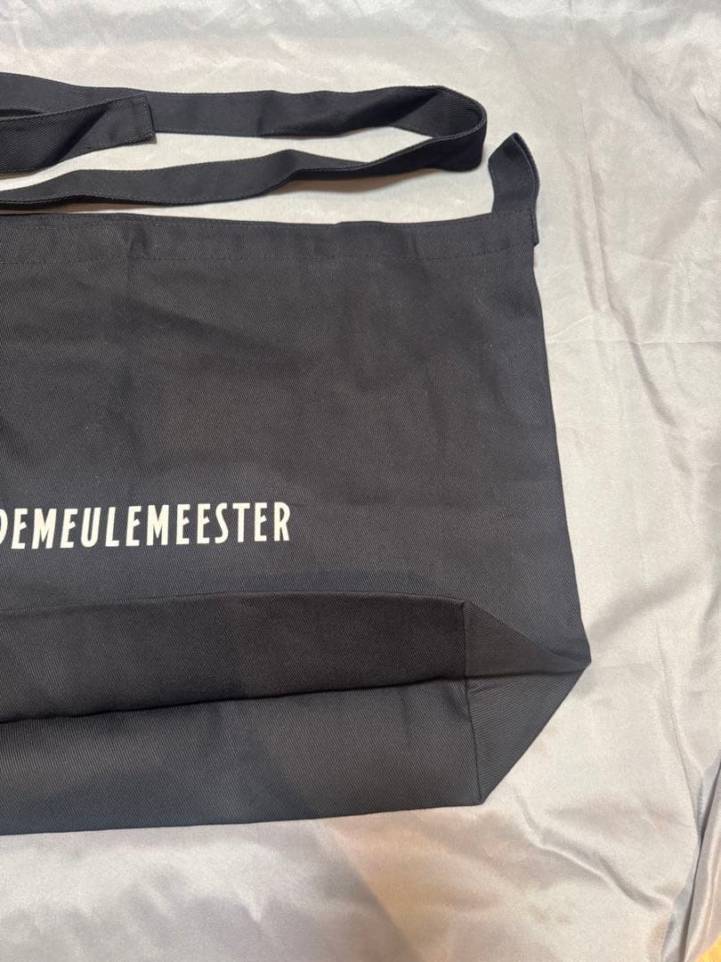 ANN DEMEULEMEESTER Black Canvas Shoulder Bag L Minimal Design