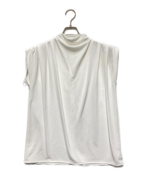Anuans Draped Neck Sleeveless Top White Free Size Polyester Triaacetate Women