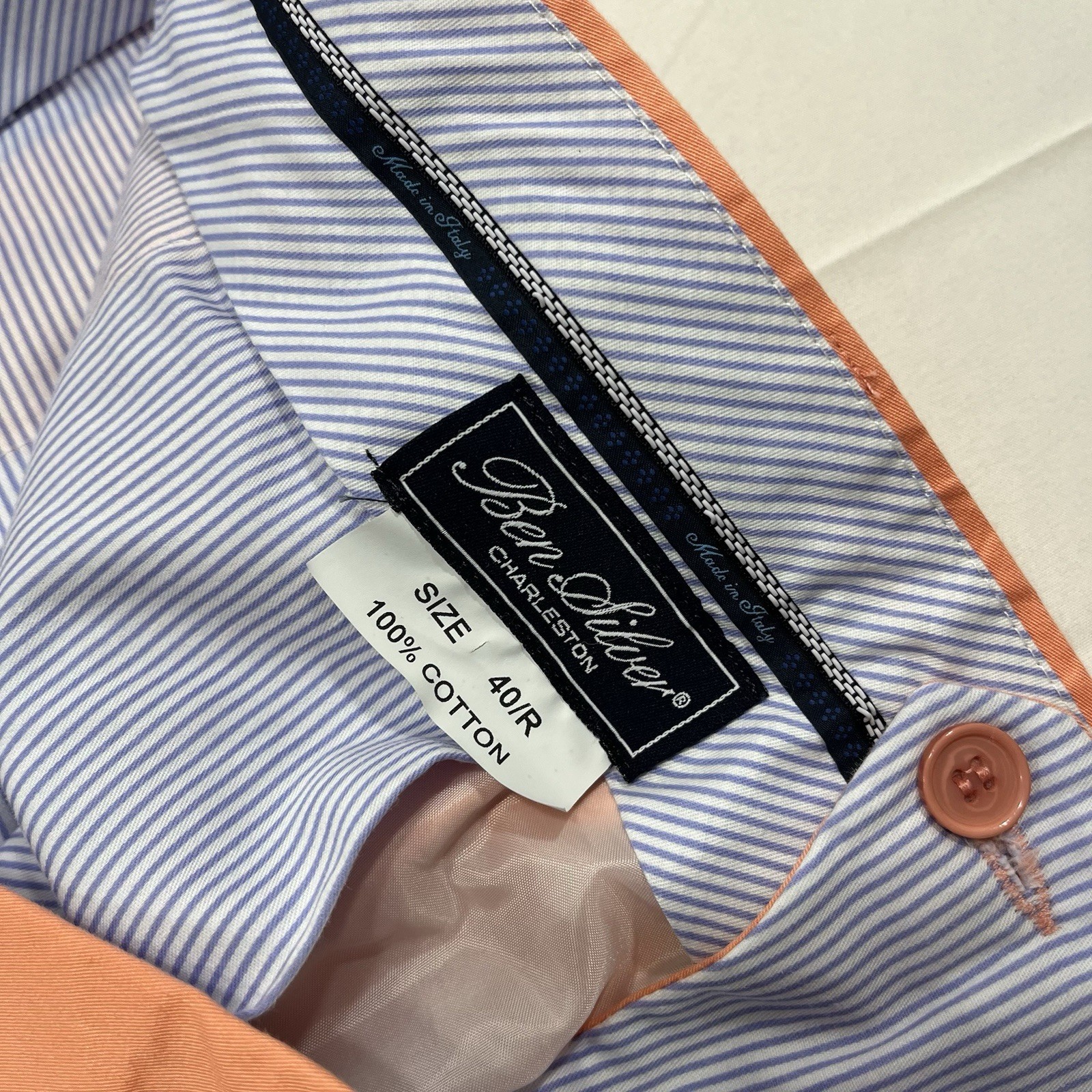Ben Silver Charleston Pants Mens 40R (Fit: 40×29.5”) Orange Made in Italy – Read