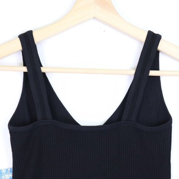 NWT Free People Solid Rib Brami Crop Cami V-Neck Tank Top Black Ribbed XS/S