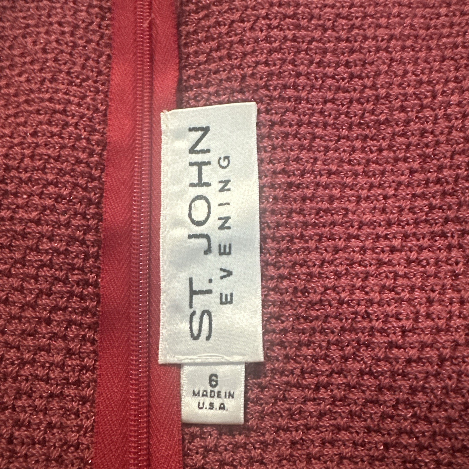 ST JOHN Womens Knit Tweed Pink Studs Crystal Beads Trim Shimmer Dress Sz 6