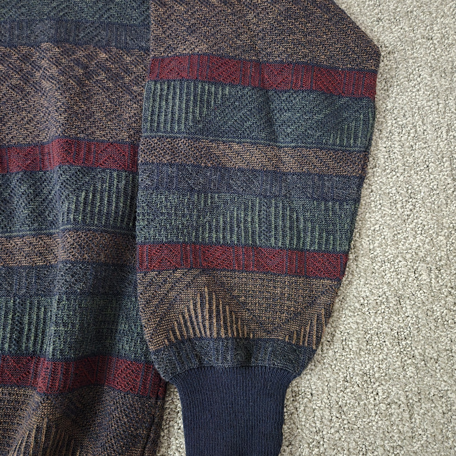 Florence Tricot Knit Sweater Mens Medium Wool Blend Striped Made In Italy