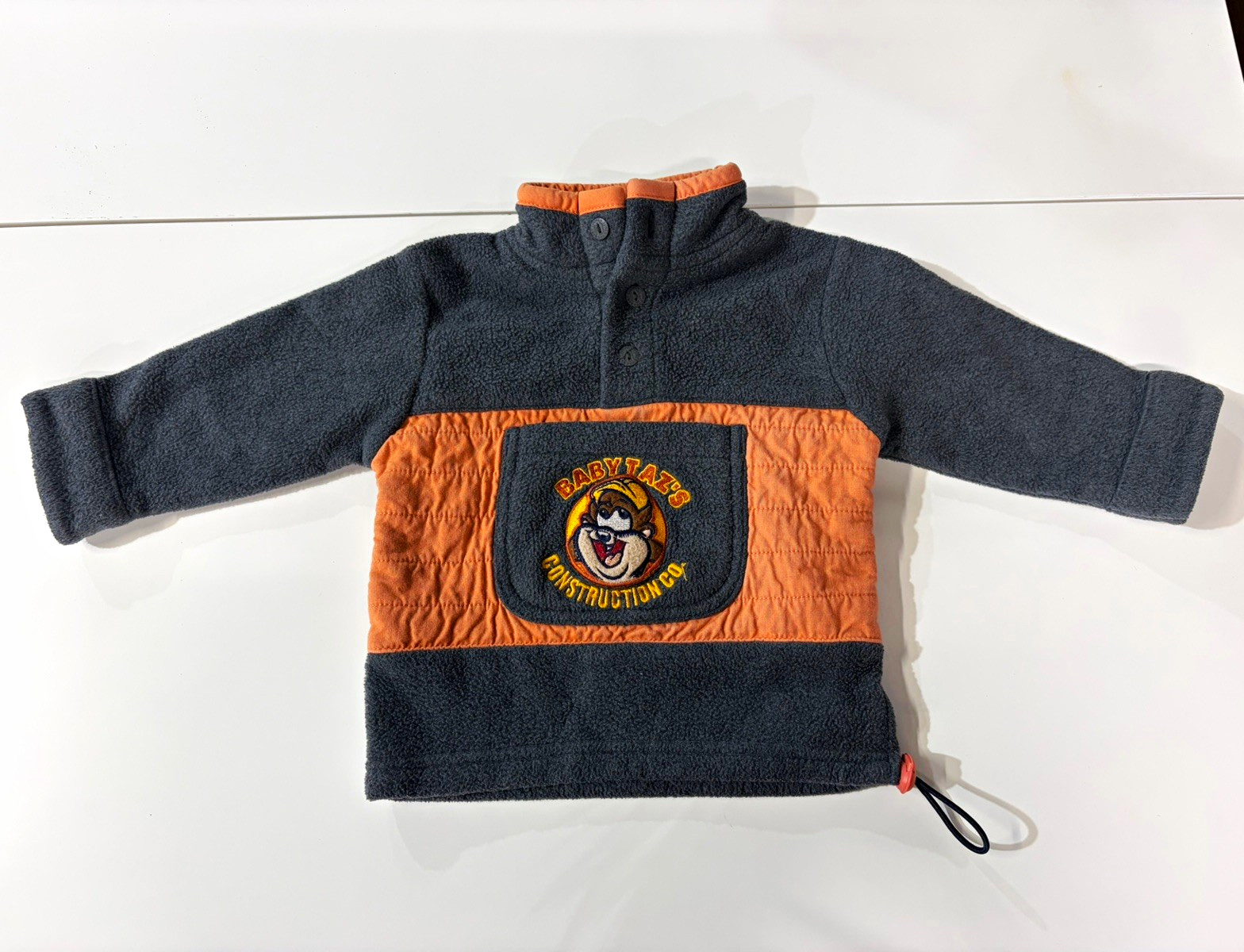 Vintage/Y2K Baby Looney Tunes Taz Colorblock Fleece Pullover Jacket 12M
