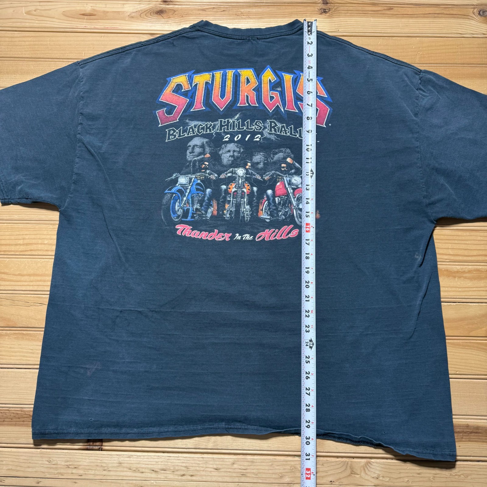 2012 Sturgis Black Hills Rally Thunder in the Hills Graphic Biker T-Shirt – 2XL