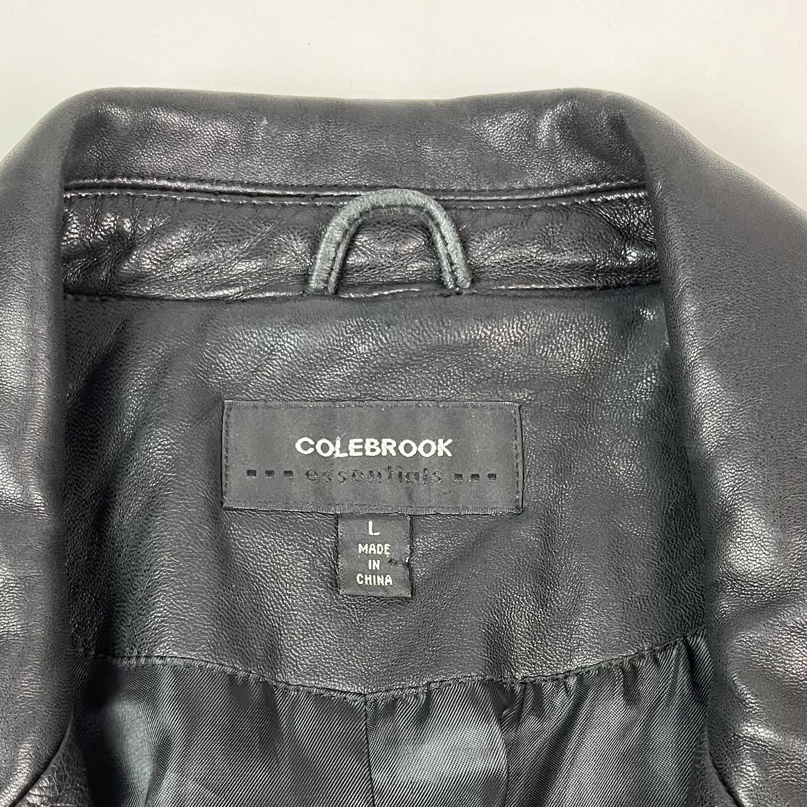 Vintage Colebook Black Leather Jacket Womens L Moto Biker Minimalist 90s